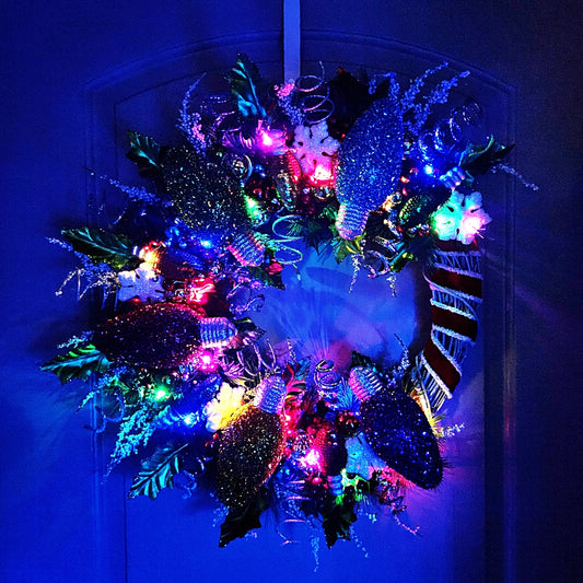 Whimsical Christmas Light Wreath