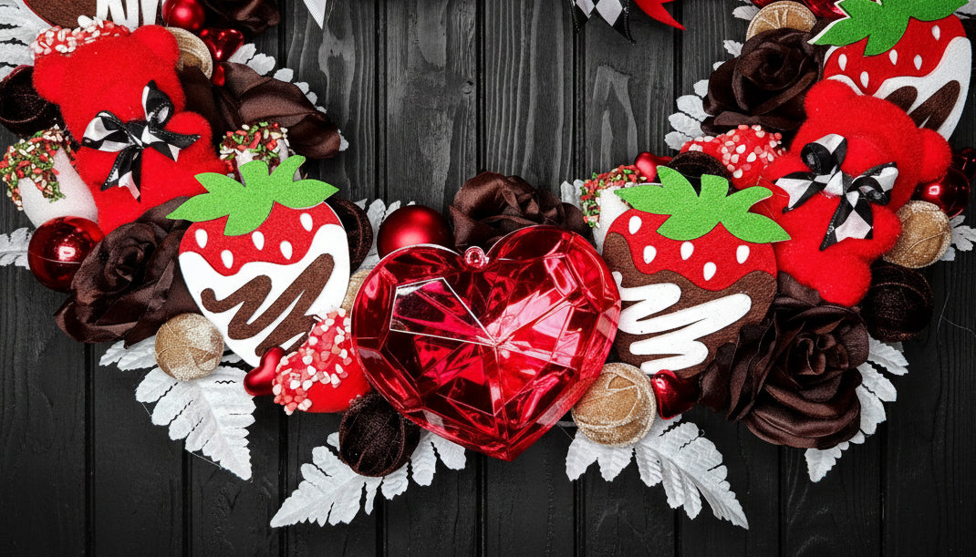 Chocolate Box Valentine's Candy Red Heart Wreath