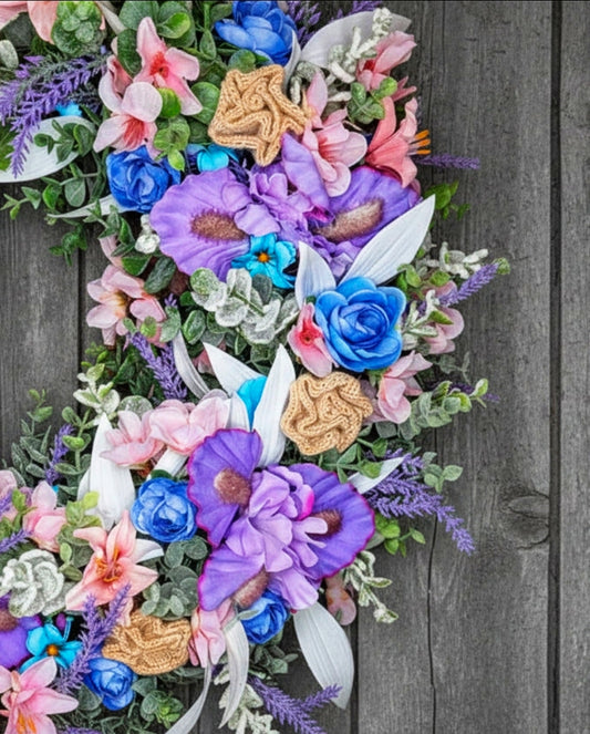 Pink Lily Spring Floral Eucalyptus Wreath