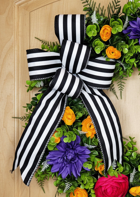 Bright Floral Spring Summer Eucalyptus Fern Wreath