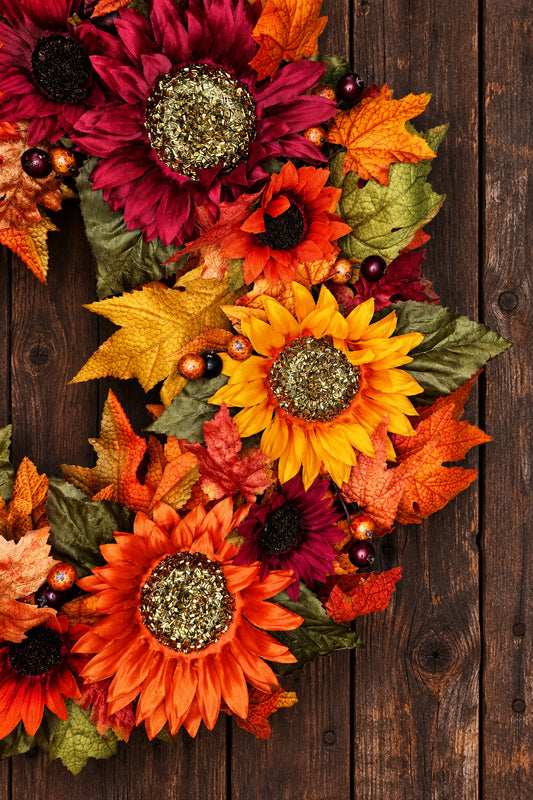 Sunflower Fall Foliage Autumn Wreath