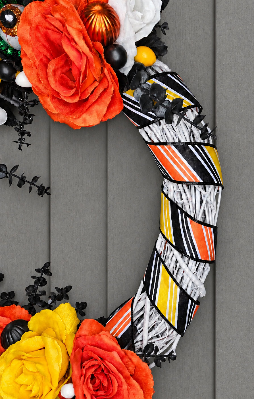 Candy Corn Eyeball Monster Halloween Wreath