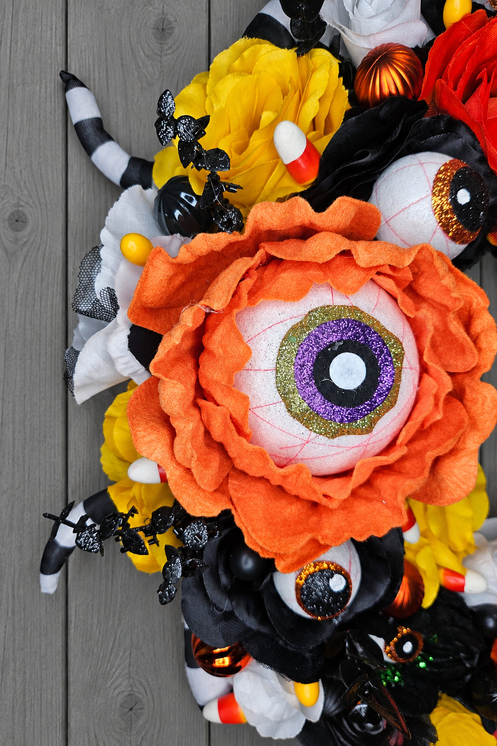 Candy Corn Eyeball Monster Halloween Wreath