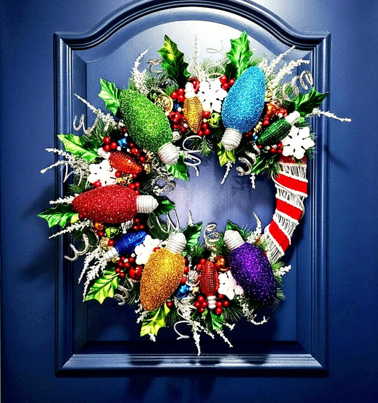 Whimsical Christmas Light Wreath
