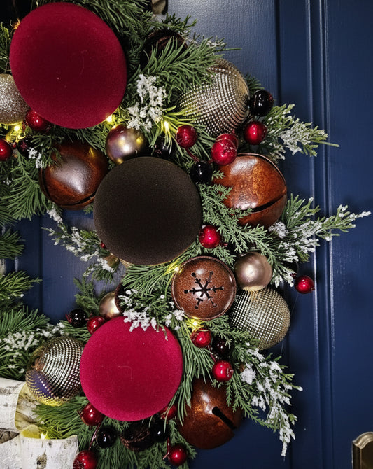 Traditional Bells and Birch Christmas Wreath