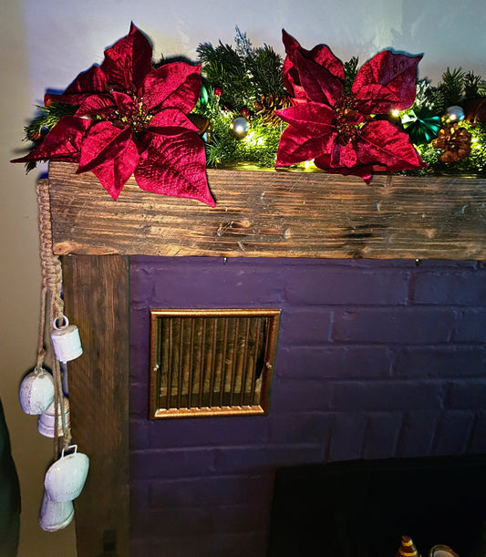Traditional Red Poinsettias Christmas Garland