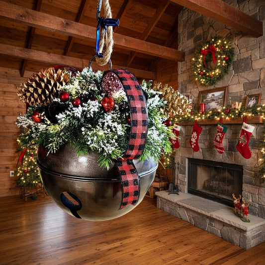 Rustic Christmas Bell with Lights