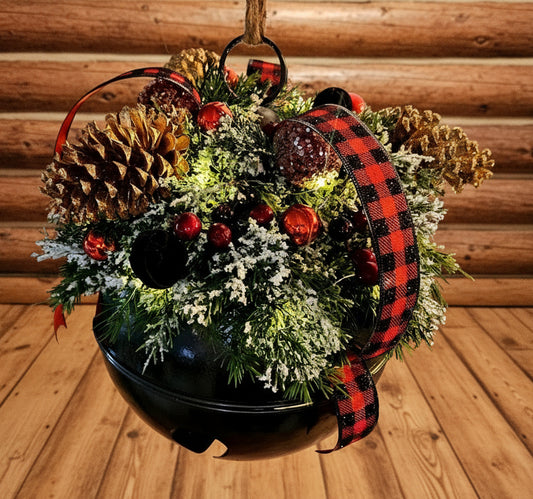 Rustic Christmas Bell with Lights