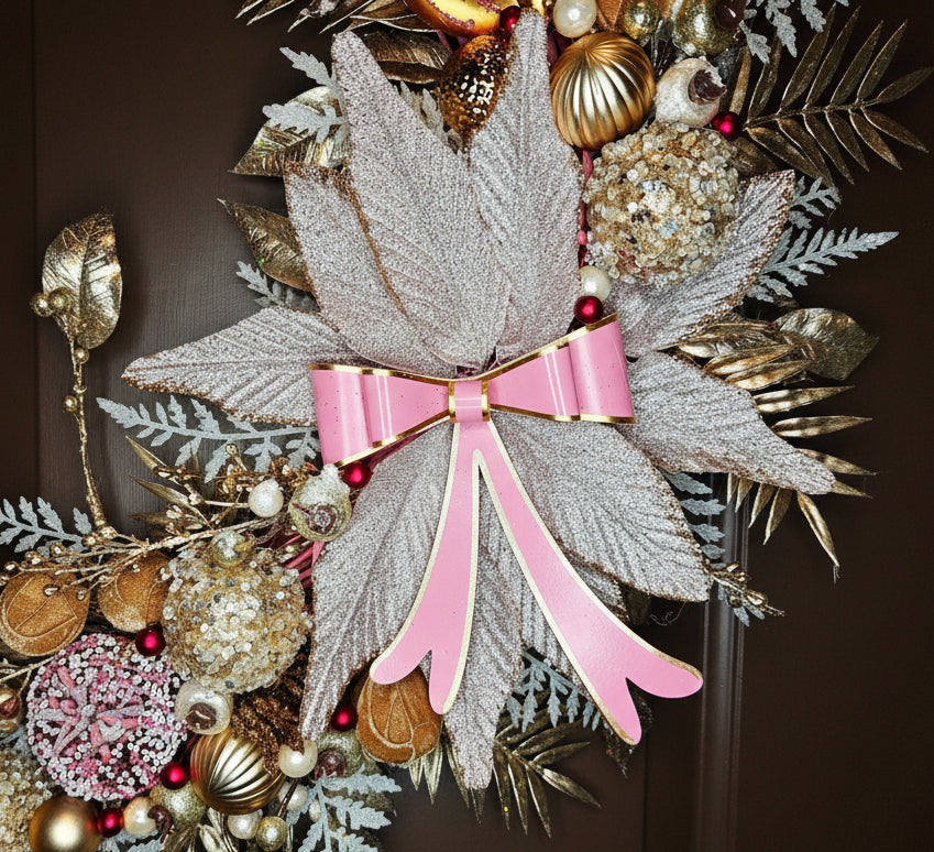 Pink & Rose Gold Valentine's Wreath with Bells