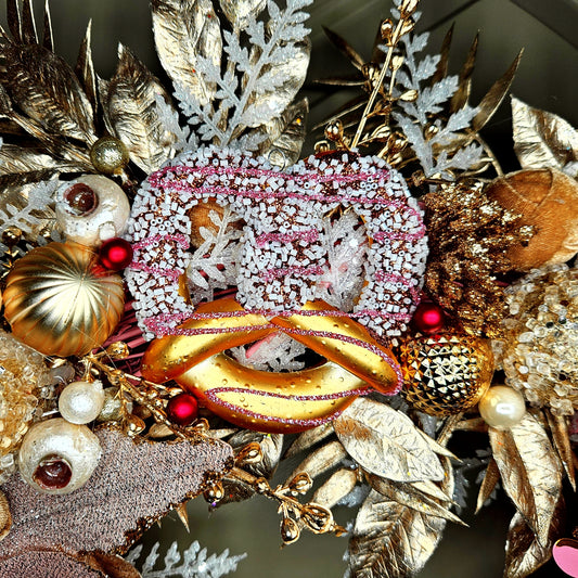 Pink & Rose Gold Valentine's Wreath with Bells