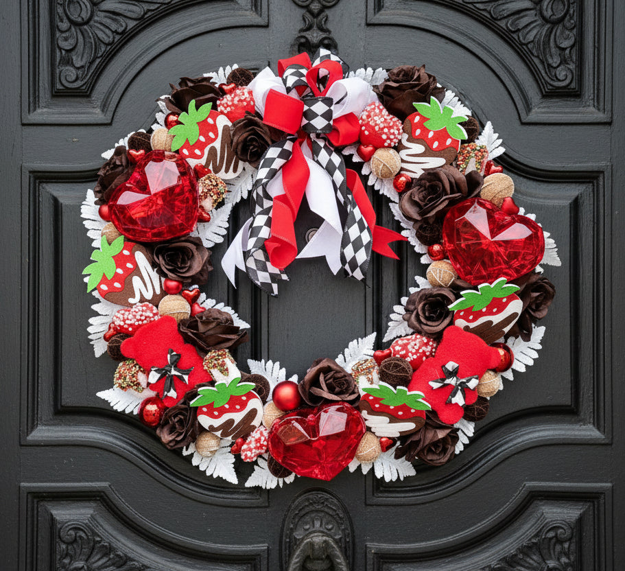 Chocolate Box Valentine's Candy Red Heart Wreath