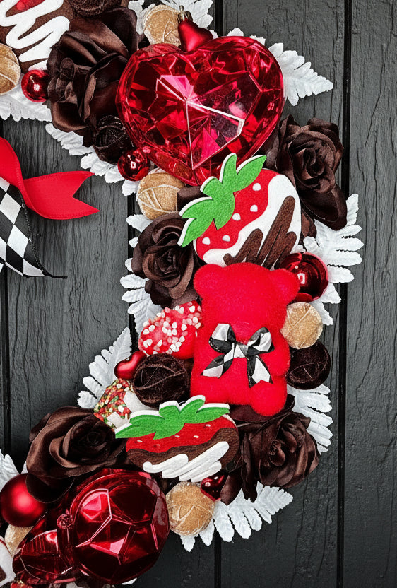 Chocolate Box Valentine's Candy Red Heart Wreath