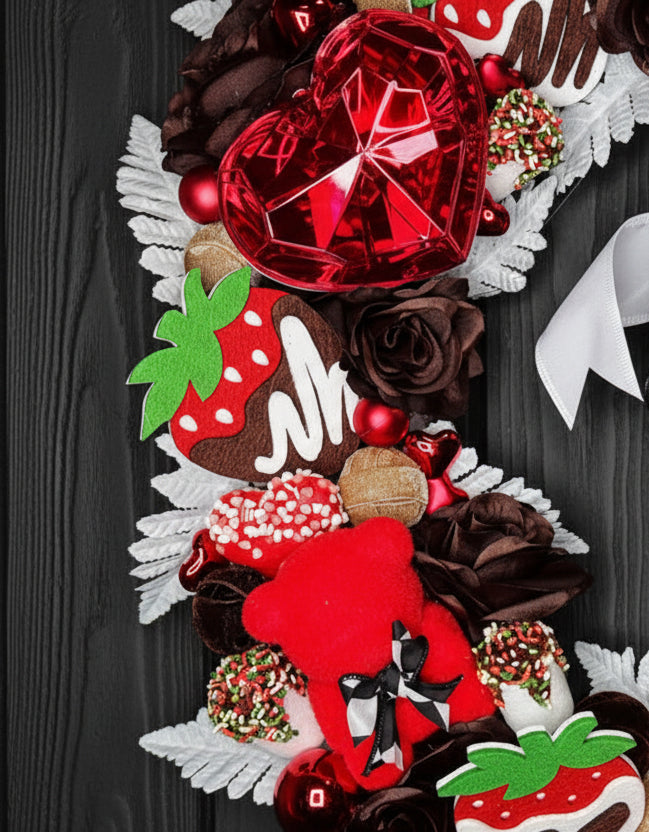 Chocolate Box Valentine's Candy Red Heart Wreath