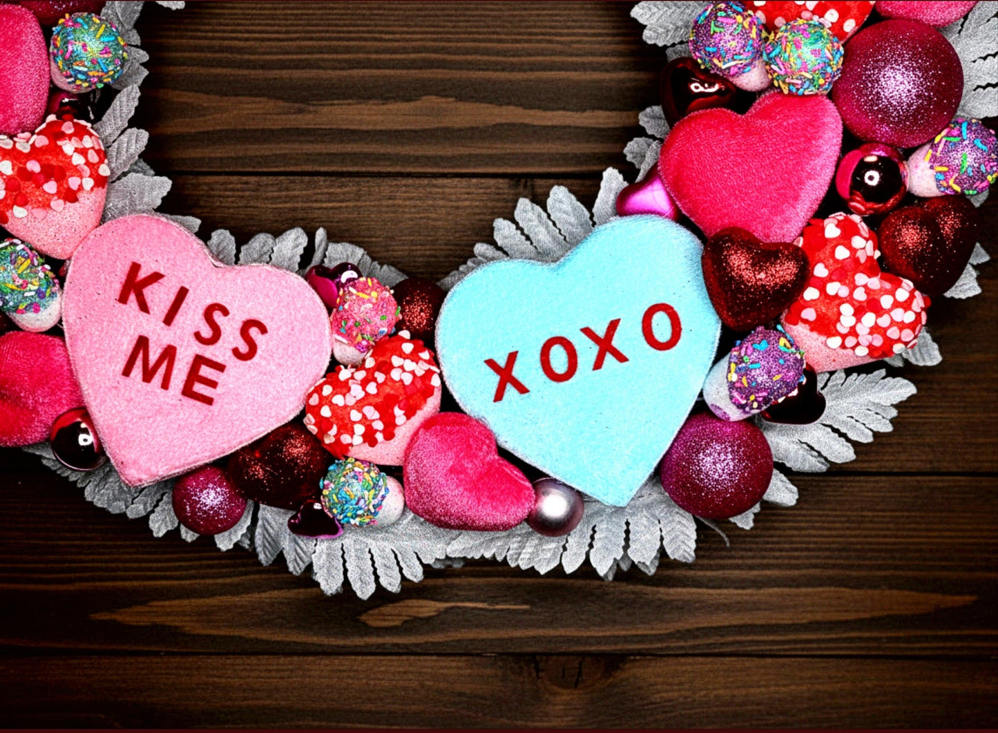 Conversation Candy Heart Pink & Blue Valentine's Wreath
