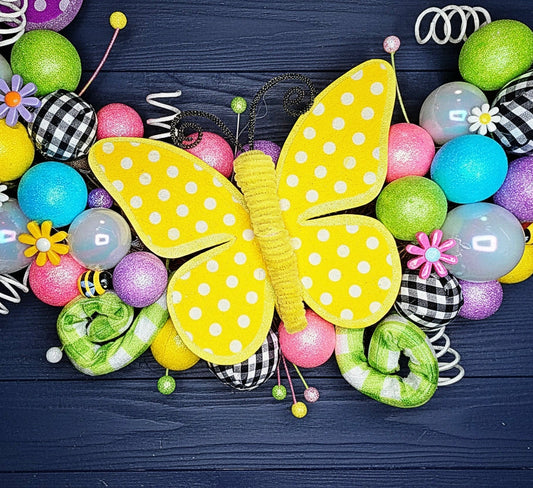 Vibrant Spring Butterfly Plaid Wreath