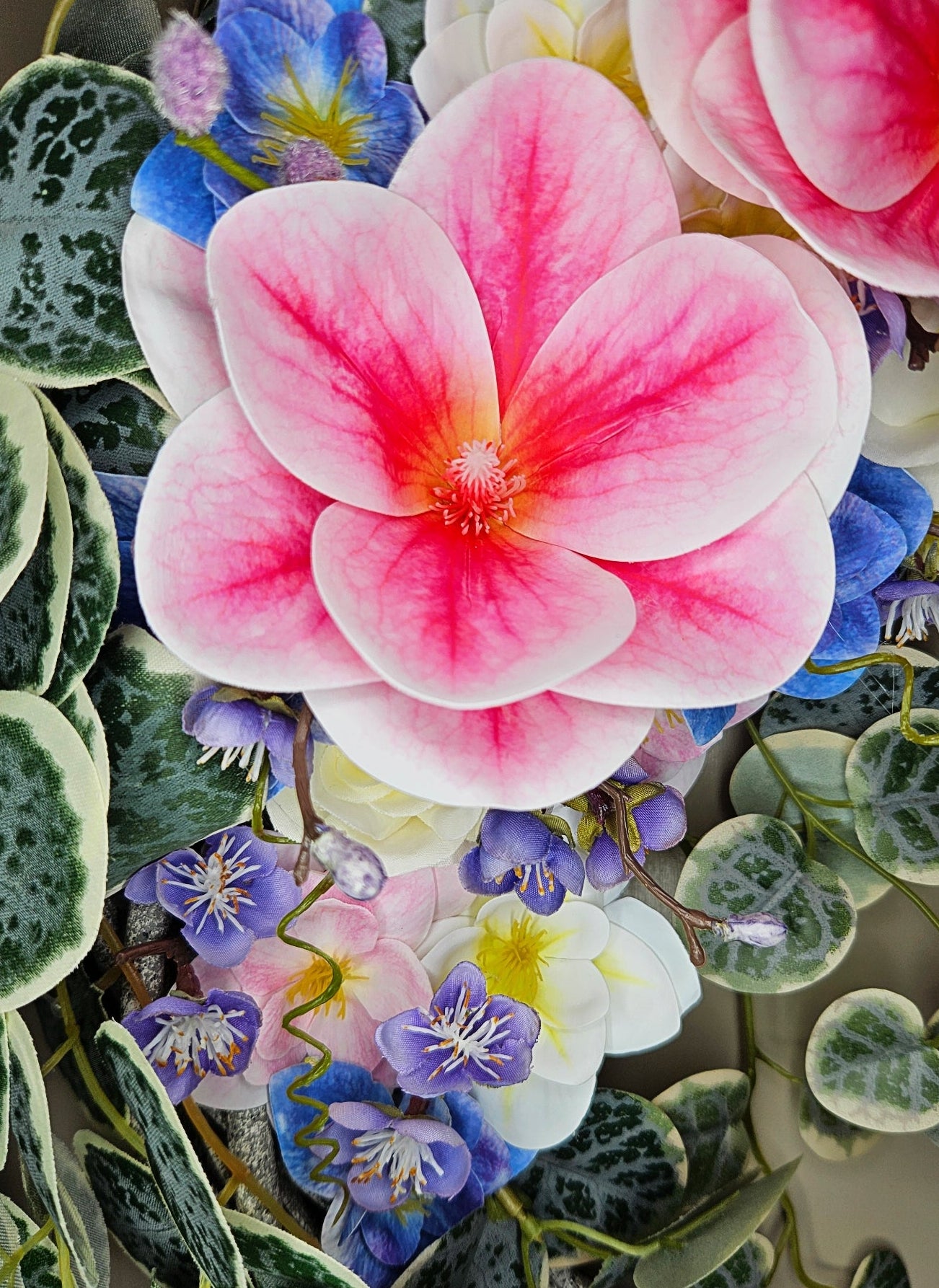 Pink Magnolia Stone Spiral Spring Wreath