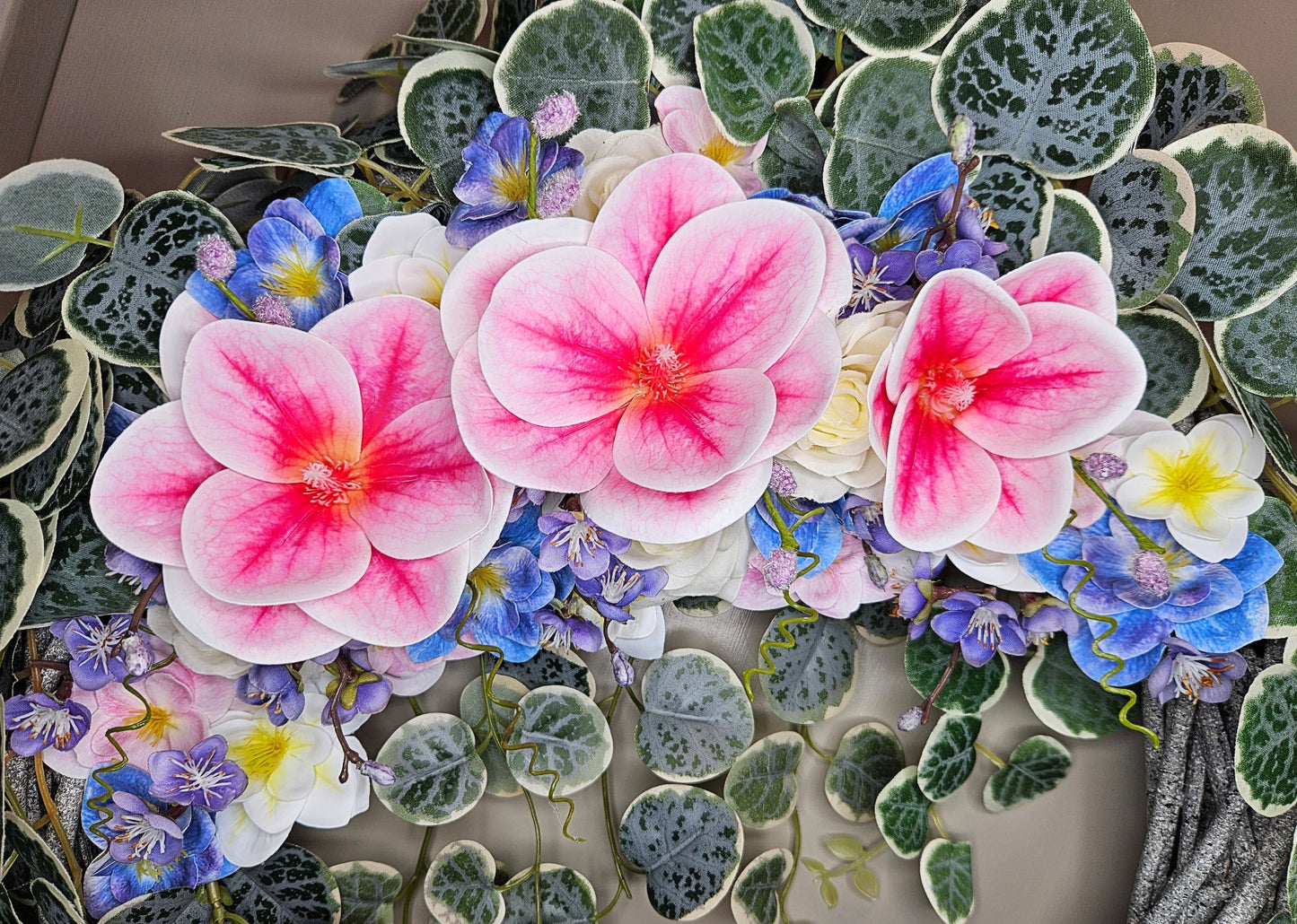Pink Magnolia Stone Spiral Spring Wreath