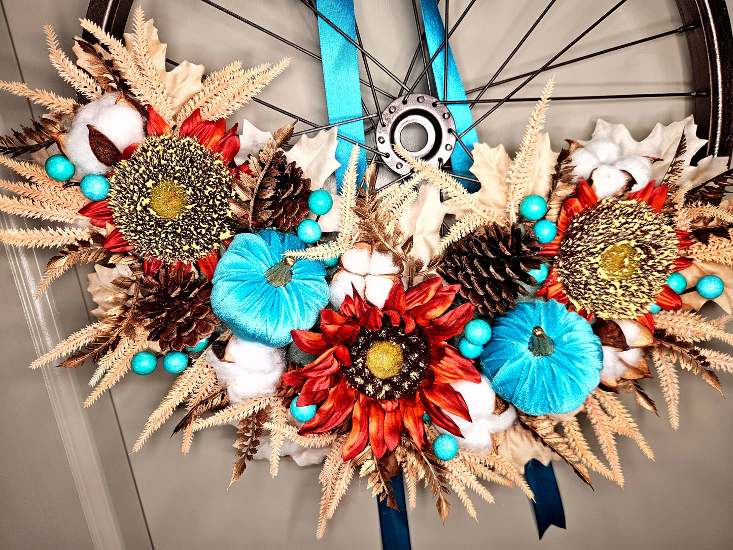 Sunflower Pumpkin Fall Bicycle Spoke Wreath