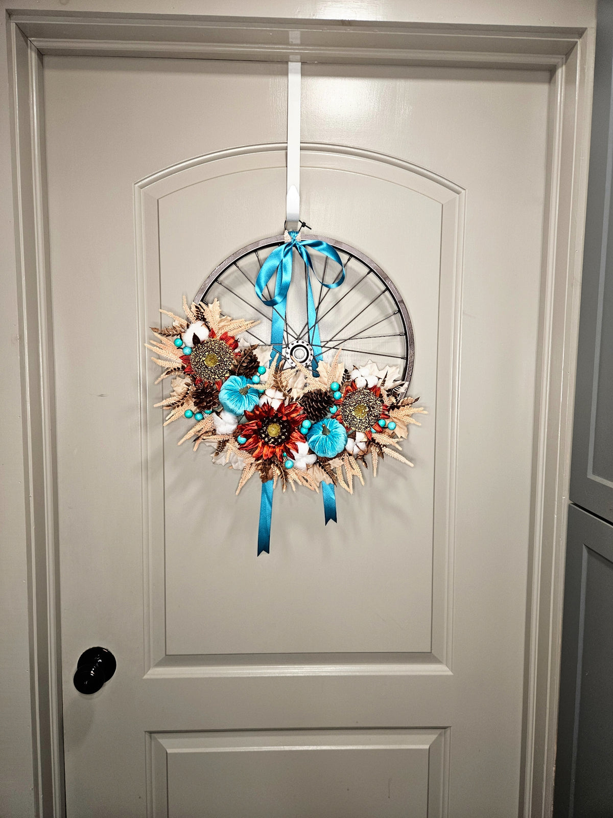 Sunflower Pumpkin Fall Bicycle Spoke Wreath