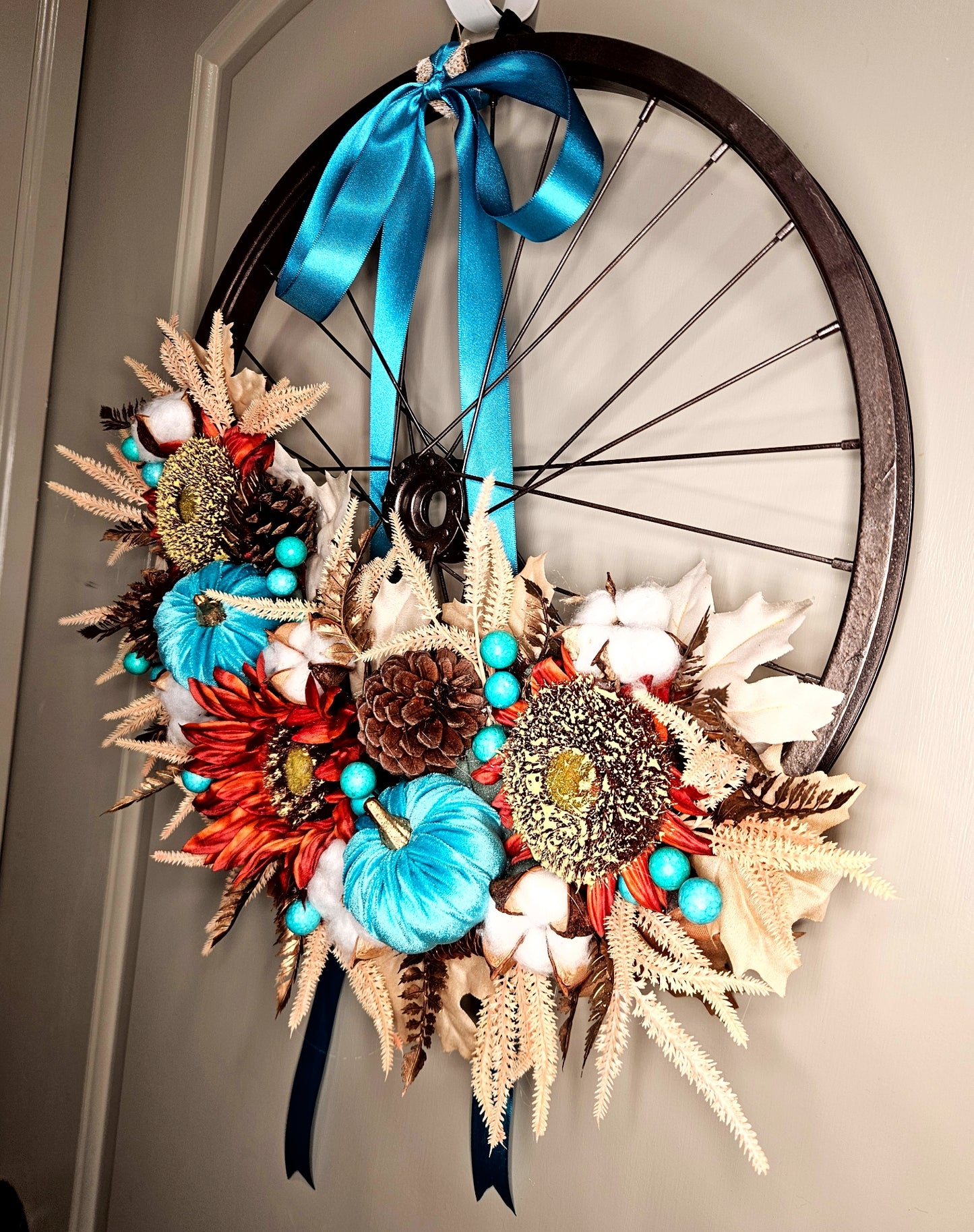 Sunflower Pumpkin Fall Bicycle Spoke Wreath