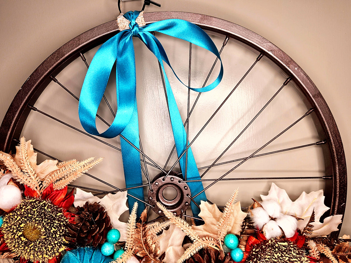 Sunflower Pumpkin Fall Bicycle Spoke Wreath