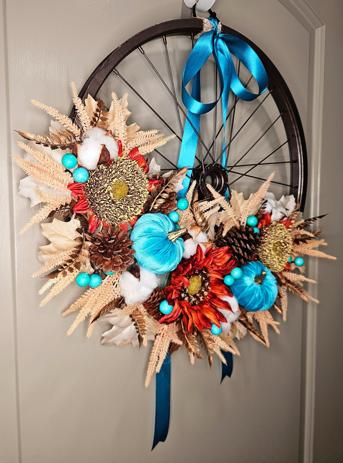 Sunflower Pumpkin Fall Bicycle Spoke Wreath