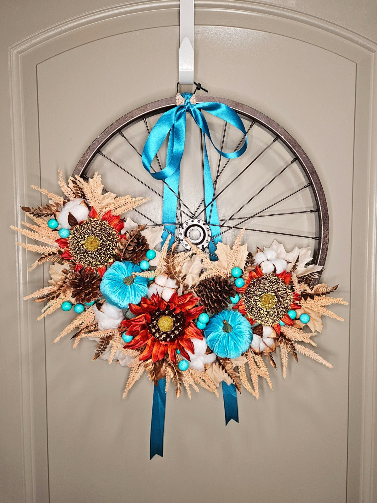 Sunflower Pumpkin Fall Bicycle Spoke Wreath