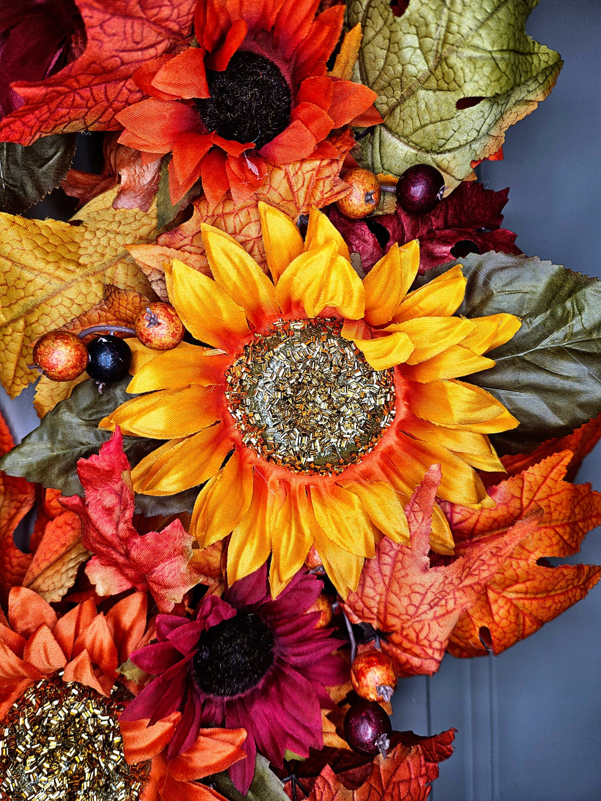 Sunflower Fall Foliage Autumn Wreath