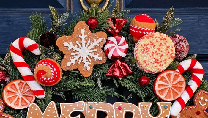 Merry Christmas Gingerbread Evergreen Wreath